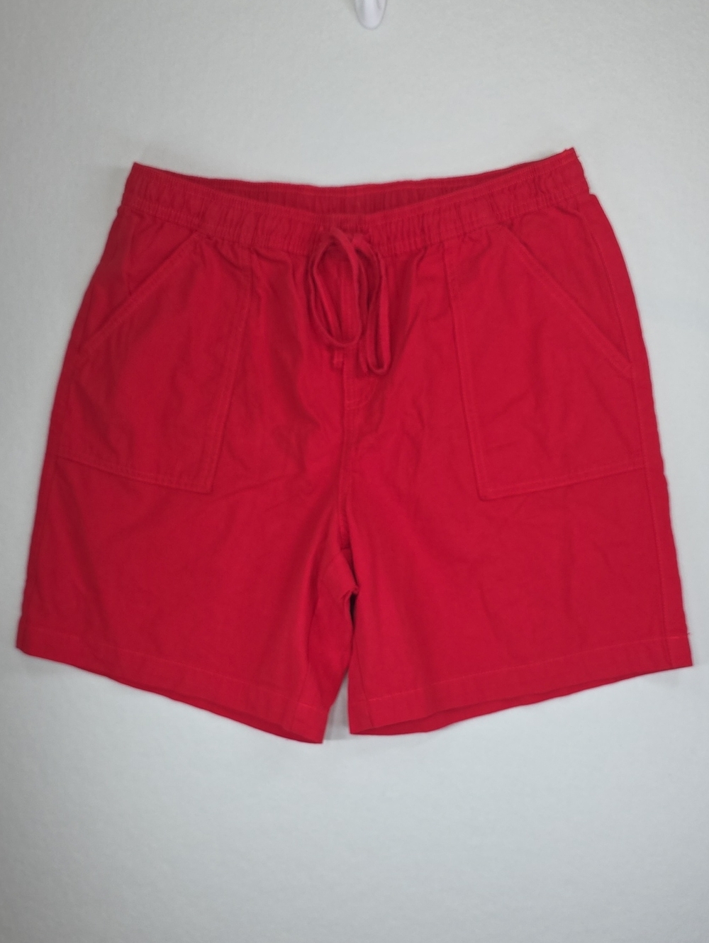 Style & Co. Bright Red Women's Elastic Drawstring Waist Shorts 100% Cotton